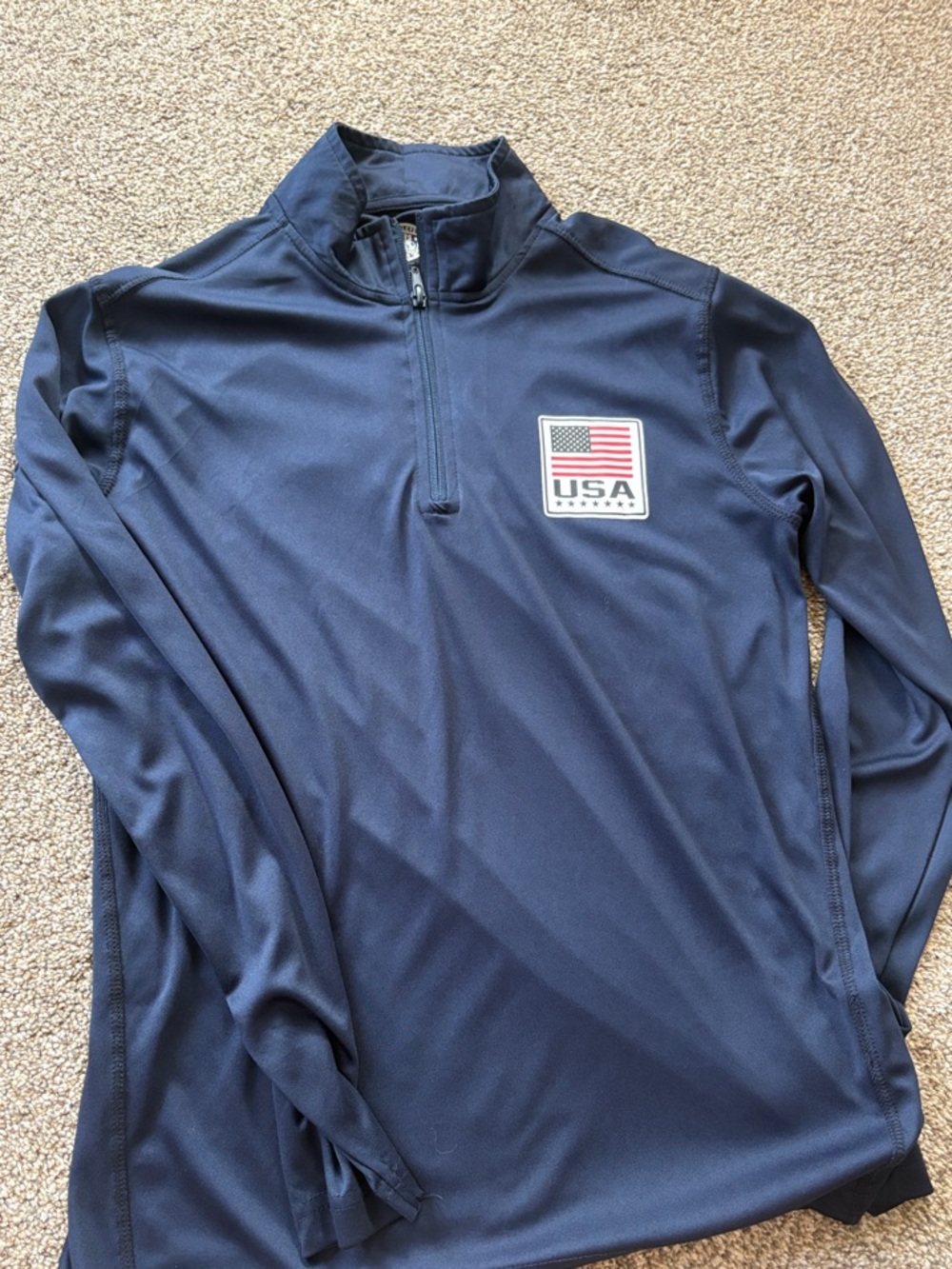USA Flag Patch Navy Quarter-Zip Pullover
